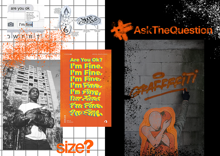 A mood board from Sophie Clayton's live project called Ask the Question, which was brought to life by size.png