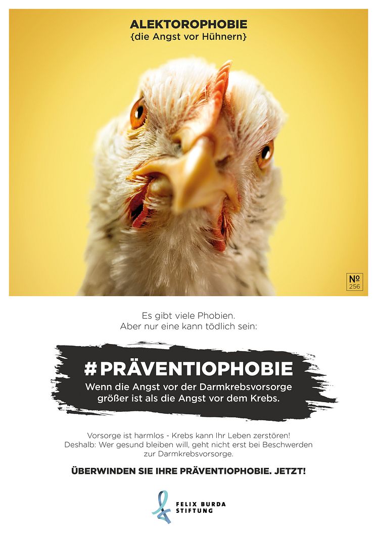 Anzeigenmotiv Huhn der Kampagne Präventiophobie