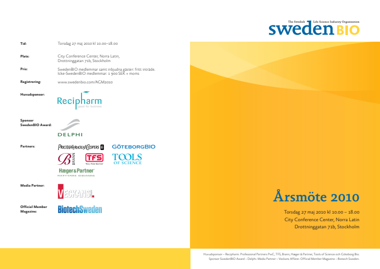 Välkommen till SwedenBIOs årsmöte 27:e maj i Stockholm