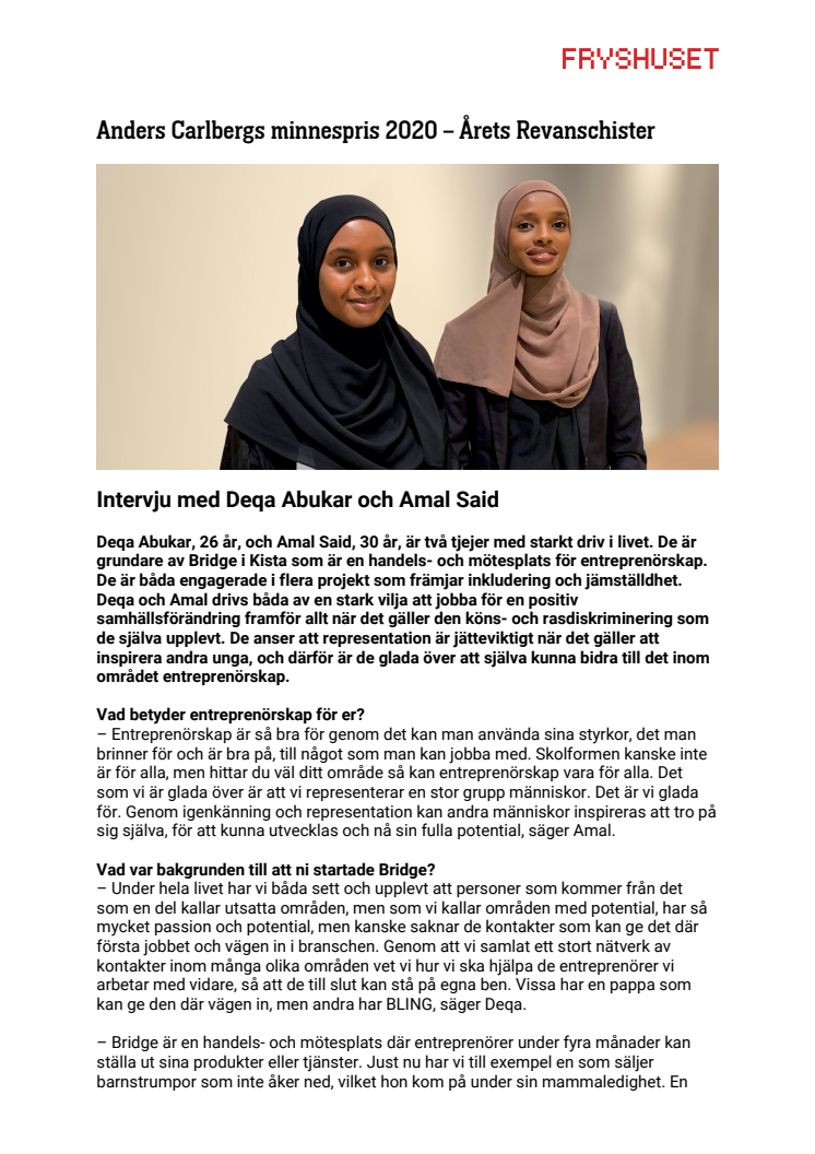Intervju med årets revanschister – Deqa Abukar och Amal Said