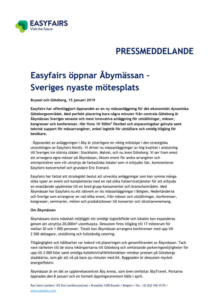 Easyfairs öppnar Åbymässan – Sveriges nyaste mötesplats