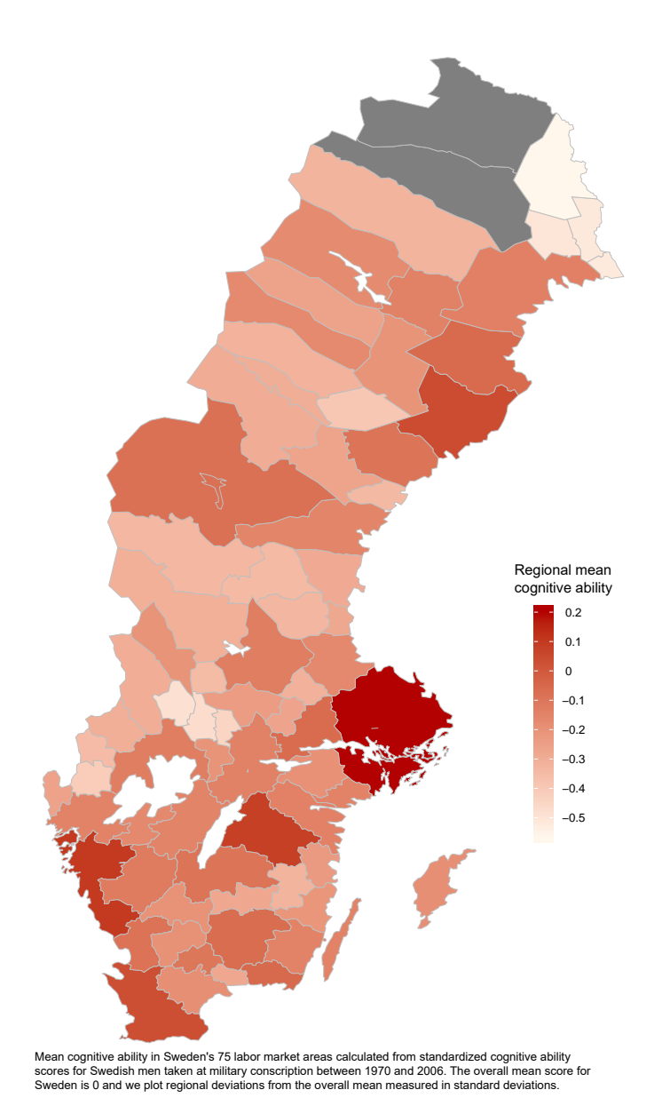 Genomsnittlig kognitiv förmåga i Sverige