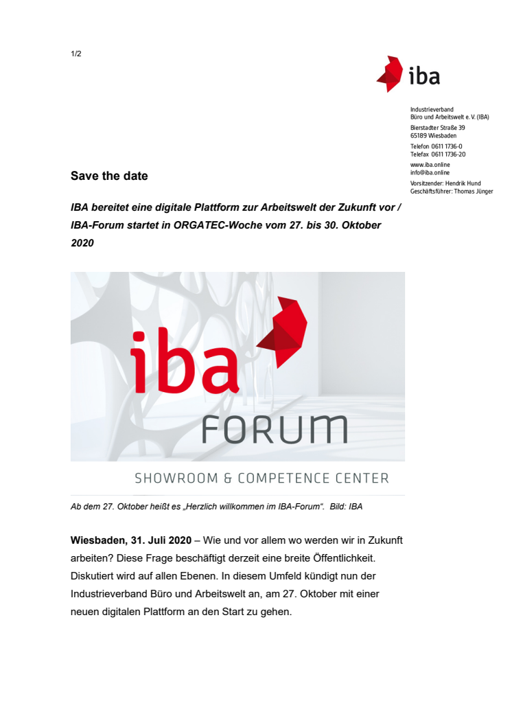 Save the date: IBA-Forum