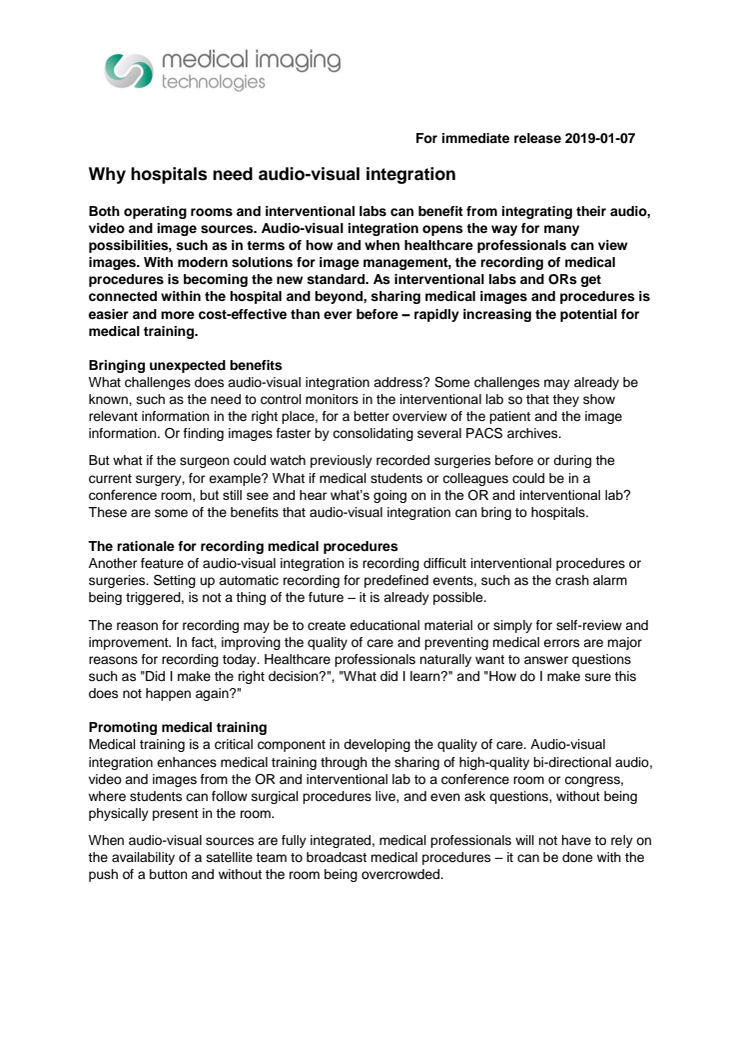Why hospitals need audio-visual integration