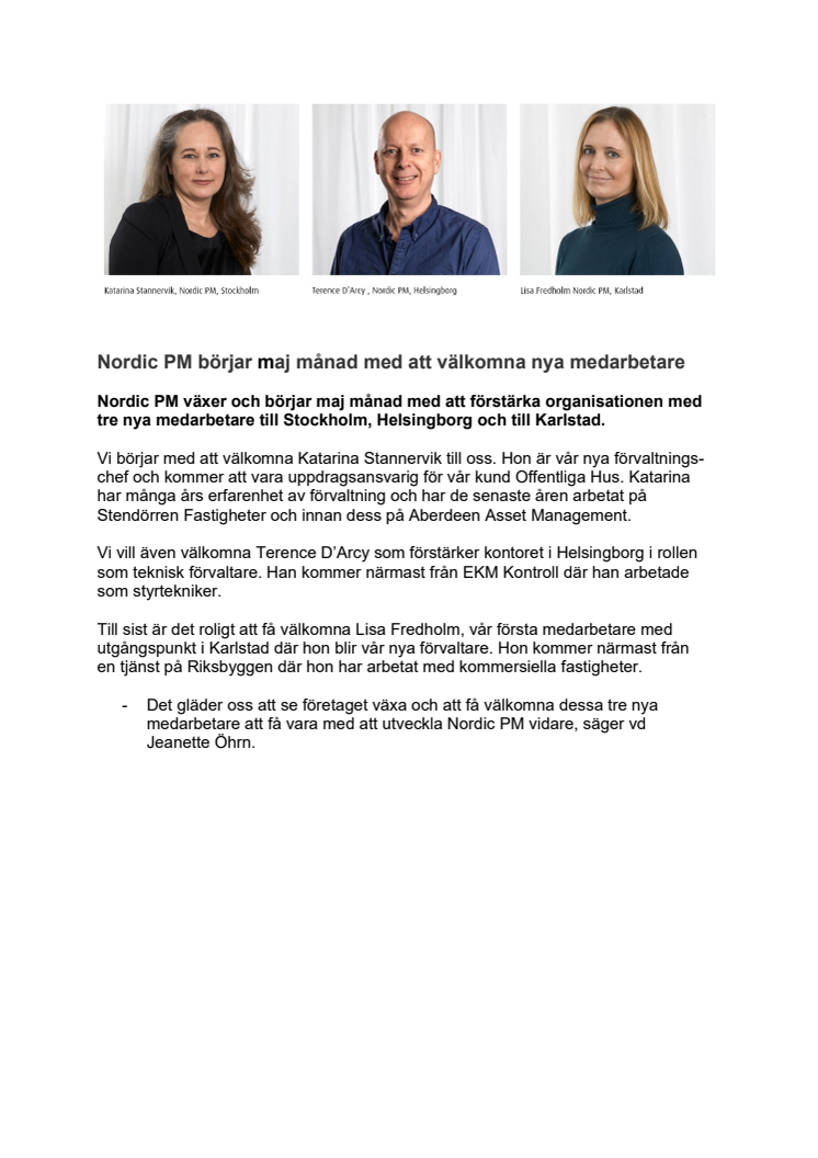 Nordic PM välkomnar nya medarbetare