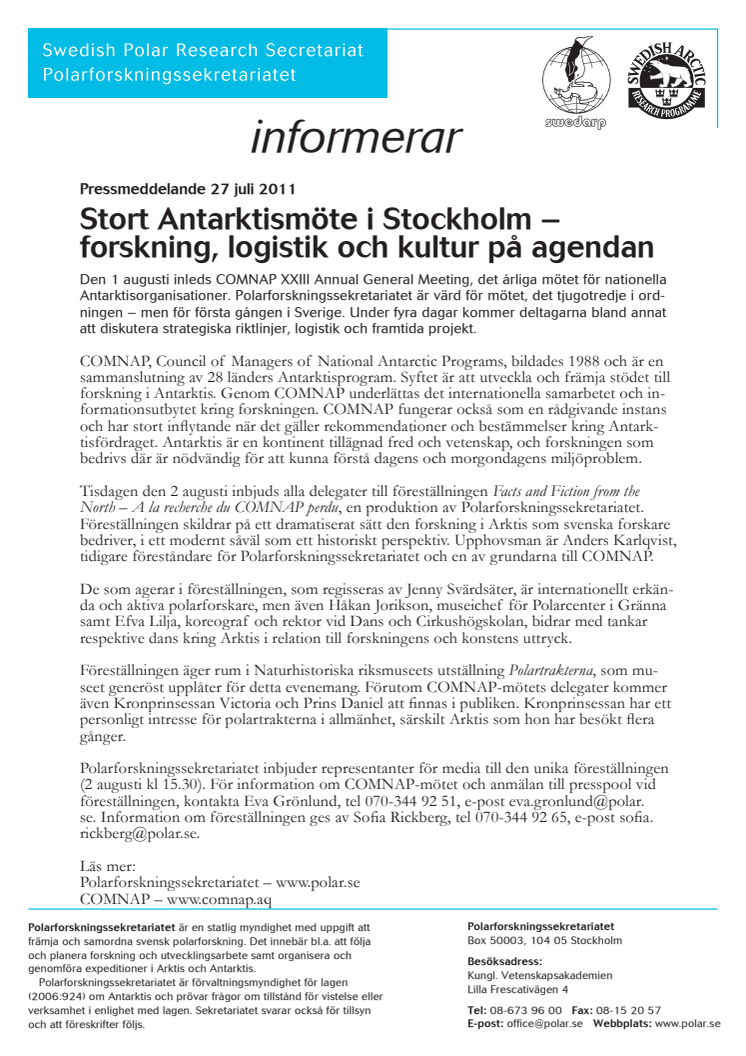 Stort Antarktismöte i Stockholm – forskning, logistik och kultur på agendan