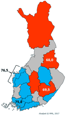 Asiakastyytyväisyys Suomessa maakunnittain 2021 EPSI Rating