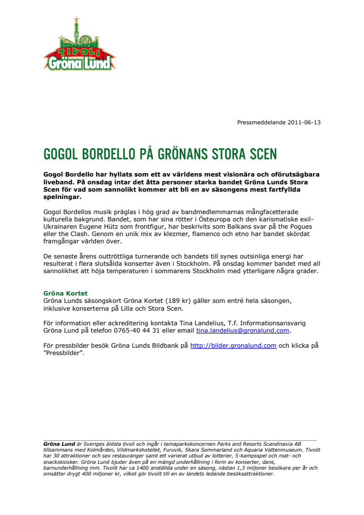 Gogol Bordello på Grönans Stora Scen