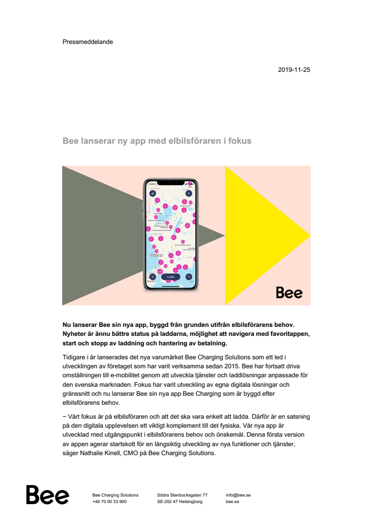 Bee lanserar ny app med elbilsföraren i fokus