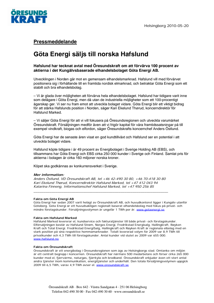 Göta Energi säljs till norska Hafslund