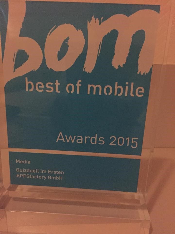 Best of Mobile Award 2015 für "Quizduell im Ersten" (Kategorie "Media")