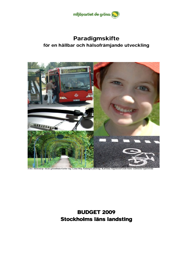 Miljöpartiets landstingsbudget 2009 i sin helhet