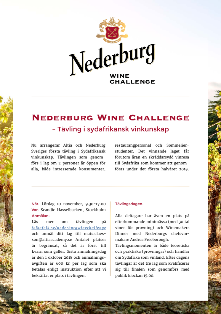 Nederburg Wine Challenge - en tävling i Sydafrikansk vinkunskap