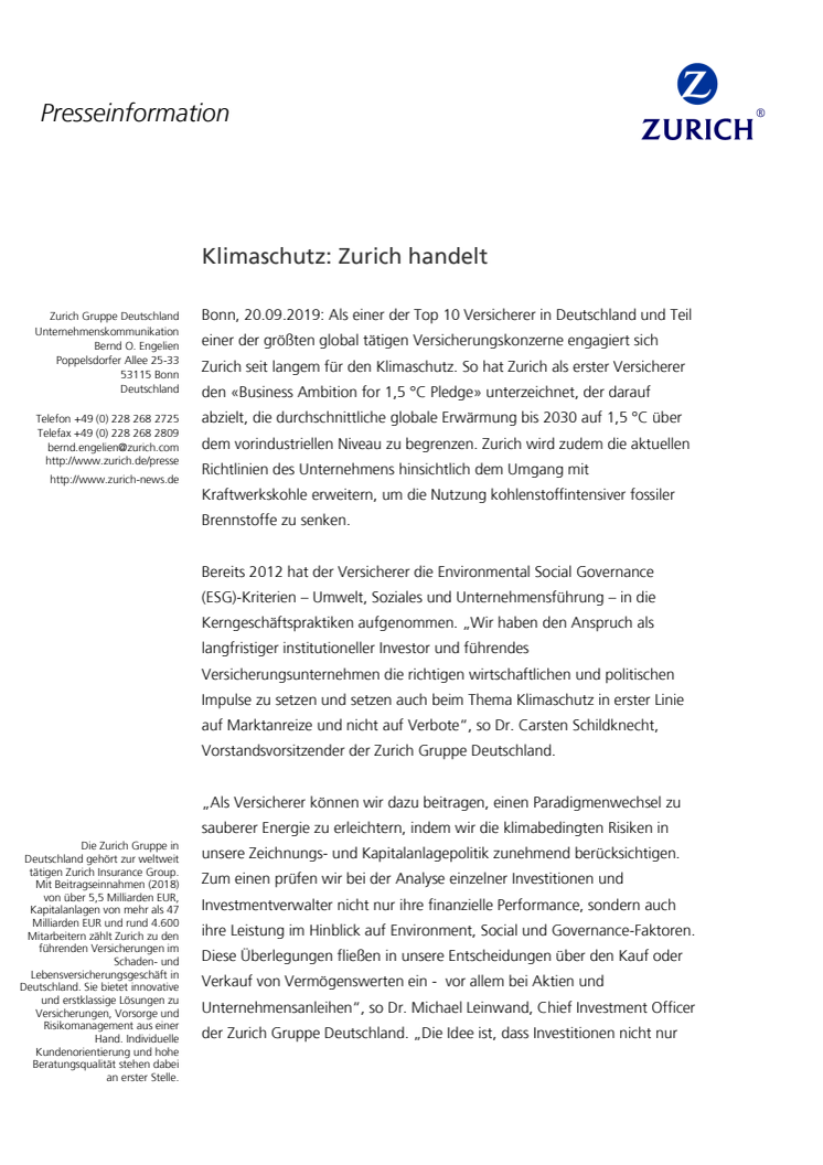 Klimaschutz: Zurich handelt