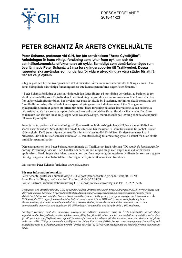 Peter Schantz är Årets cykelhjälte 