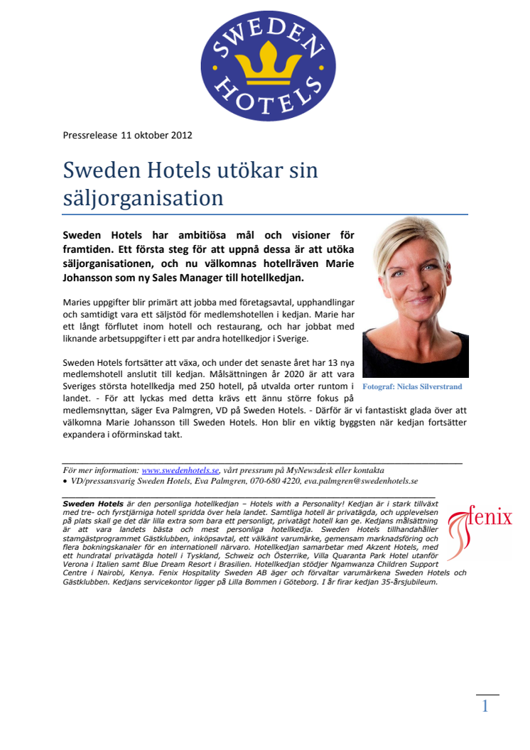 Sweden Hotels utökar sin säljorganisation