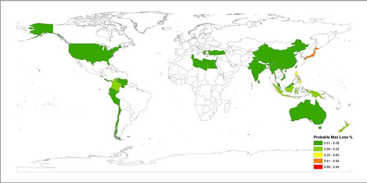 Tsunami Risk Map percentage global