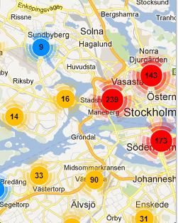 Kartbild Stockholm, byggprojekt på karta från Mitt Sverige Bygger