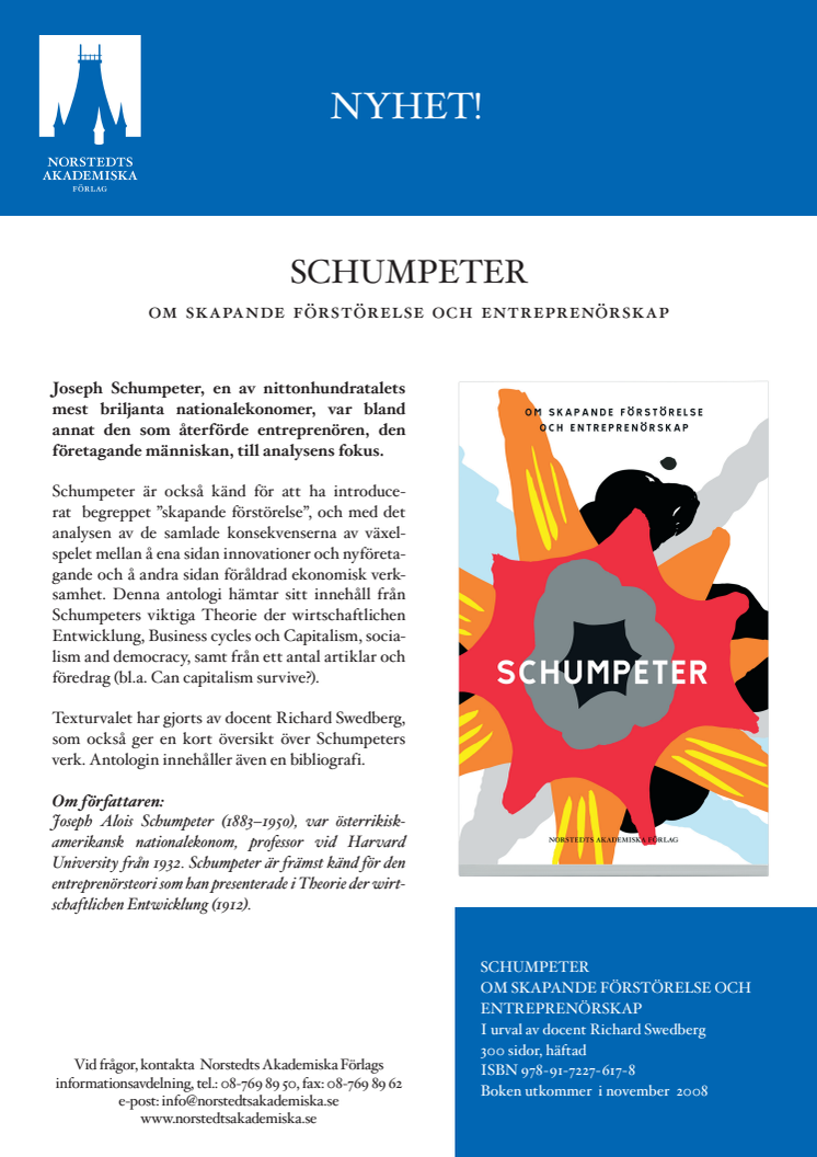 Ny antologi med Schumpeters klassiska texter om entreprenörskap