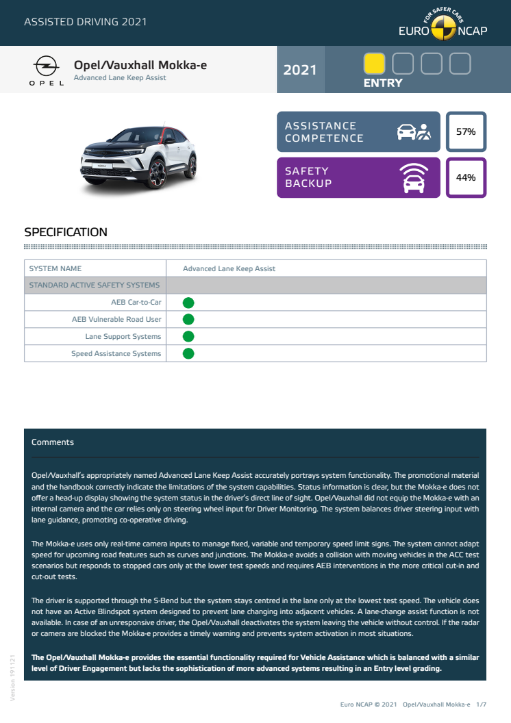 Euro NCAP - Assisted Driving 2021 - OpelVauxhall Mokka-e - Datasheet.pdf
