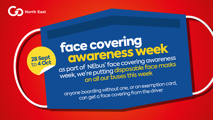 Go North East adds disposable face coverings to its buses as part of NEbus’ face covering awareness week