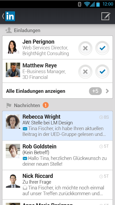 Screenshot LinkedIn Android Inbox