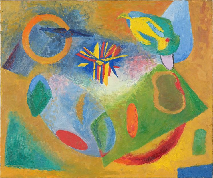 Karen Holtsmarks maleri «Ildfuglen. Stravinskijdrøm», (1935).