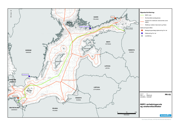 Nord Stream 2 kort alternativ rute - Total
