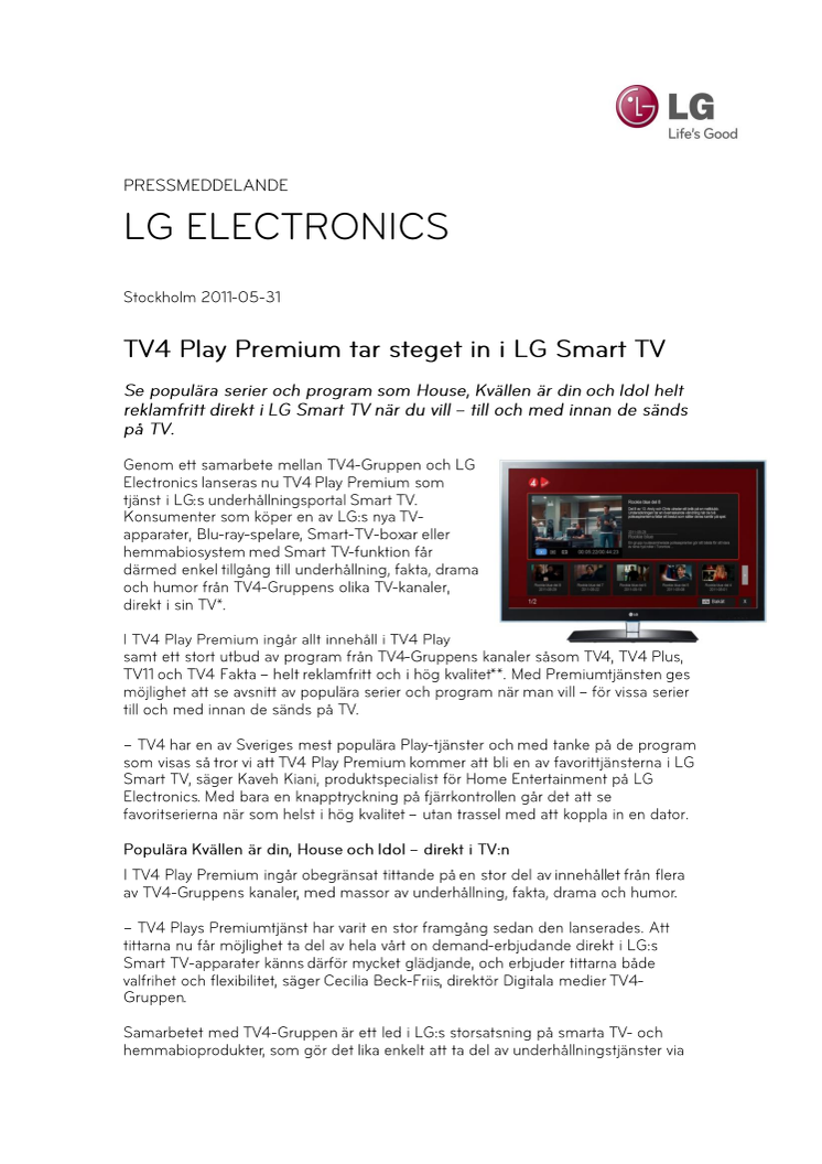 TV4 Play Premium tar steget in i LG Smart TV