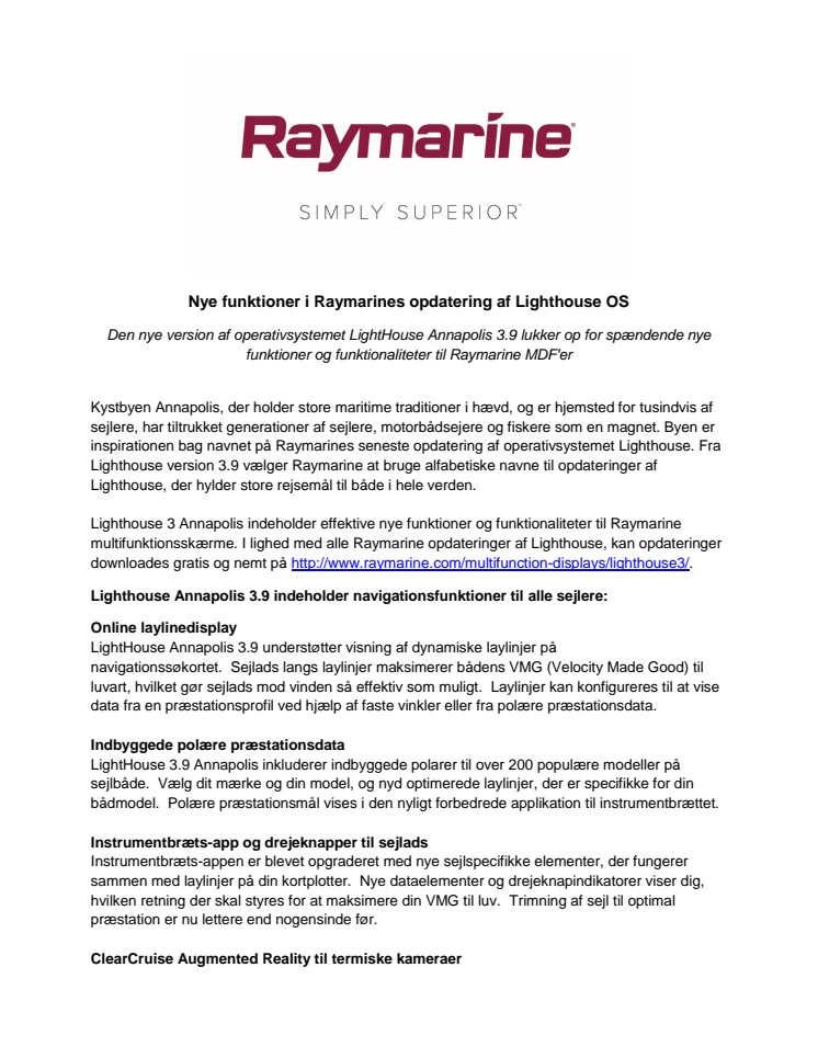 Nye funktioner i Raymarines opdatering af Lighthouse OS