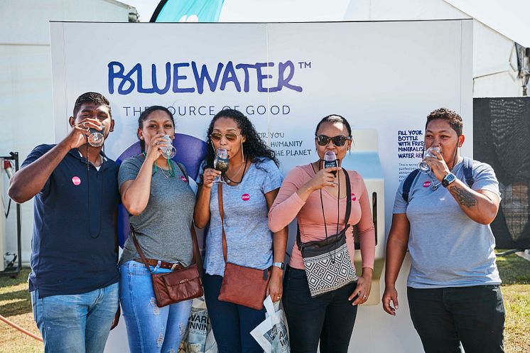 In water scarce Cape Town, local citizens enjoy fresh water delivered still or sparkling from a Bluewater hydration station that turns non-potable water into clean water.