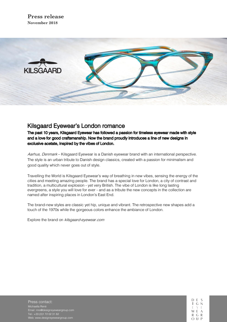 Kilsgaard eyewear's London romance