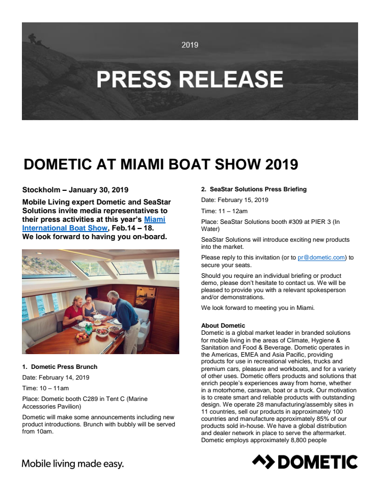 Dometic Press Brunch at Miami International Boat Show