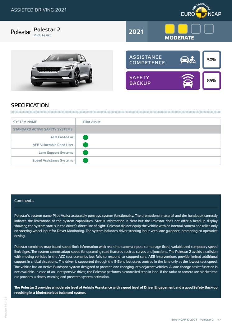 Euro NCAP - Assisted Driving 2021 - Polestar 2 - Datasheet.pdf
