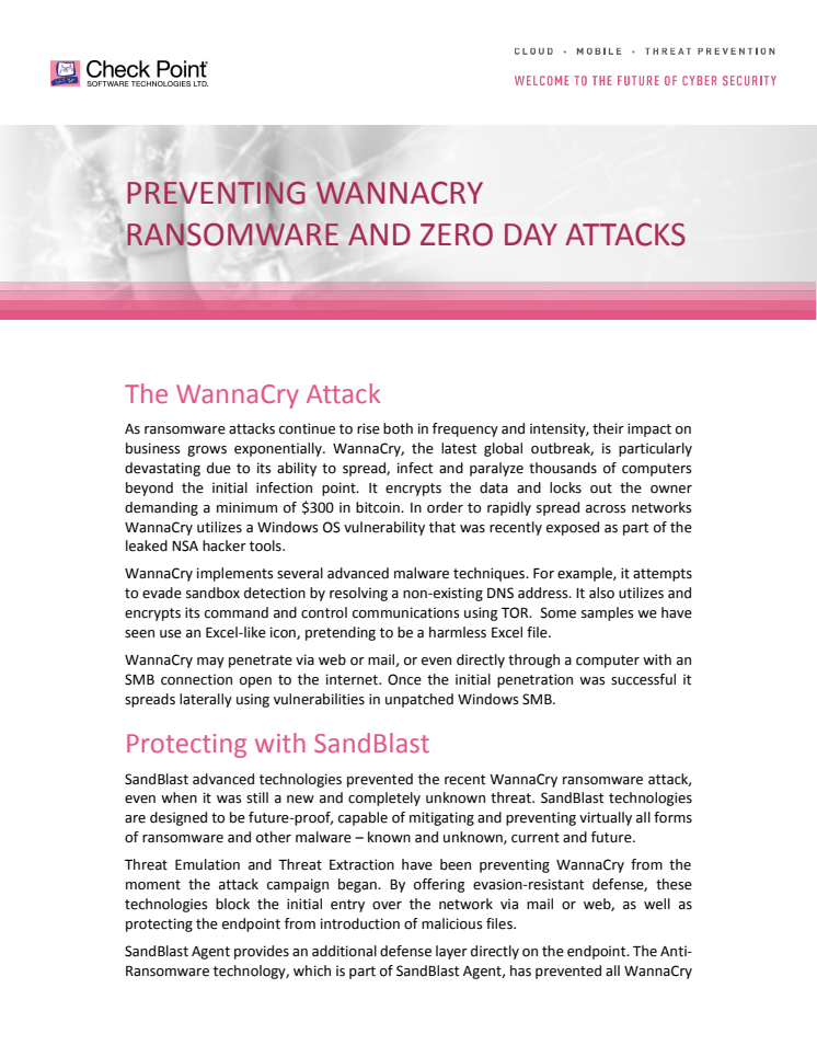 Så stoppas WannaCry Ransomware och ZeroDay attacker