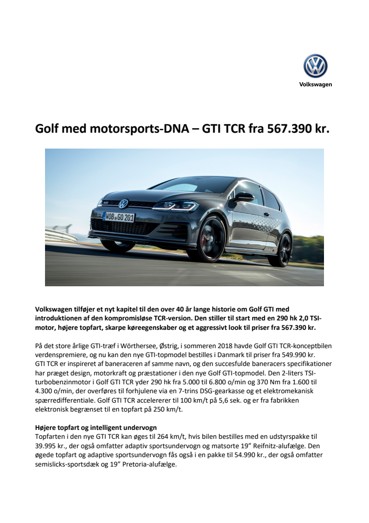 Golf med motorsports-DNA – GTI TCR fra 567.390 kr.