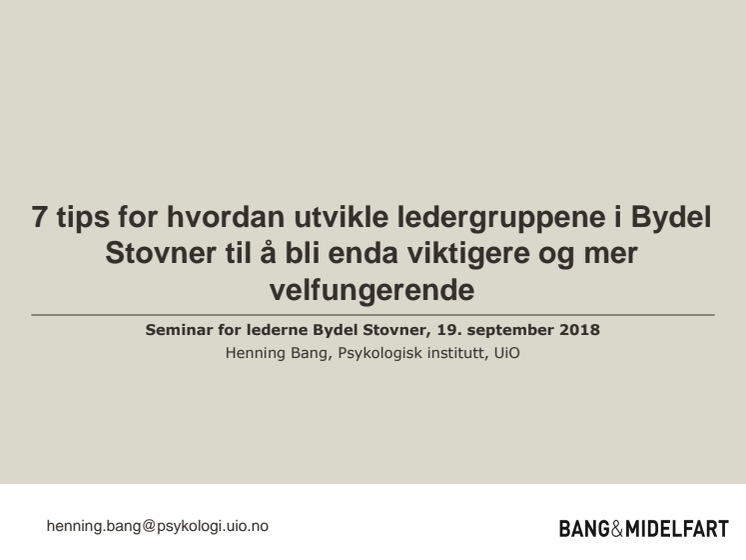 Henning Bang - Hva kjennetegner effektive ledergrupper 