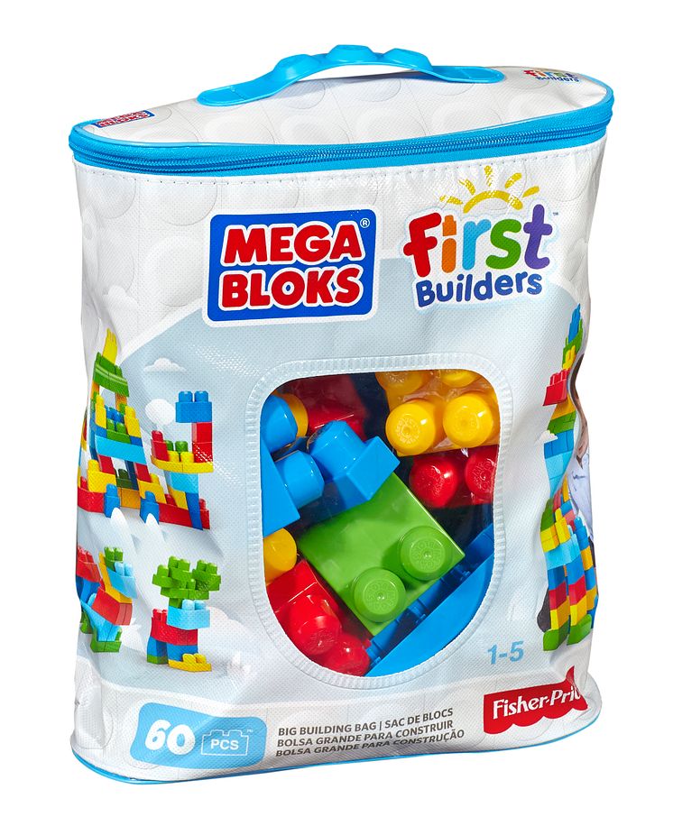 Mega Bloks Bausteinbeutel - Medium 60 Teile - Grundfarben
