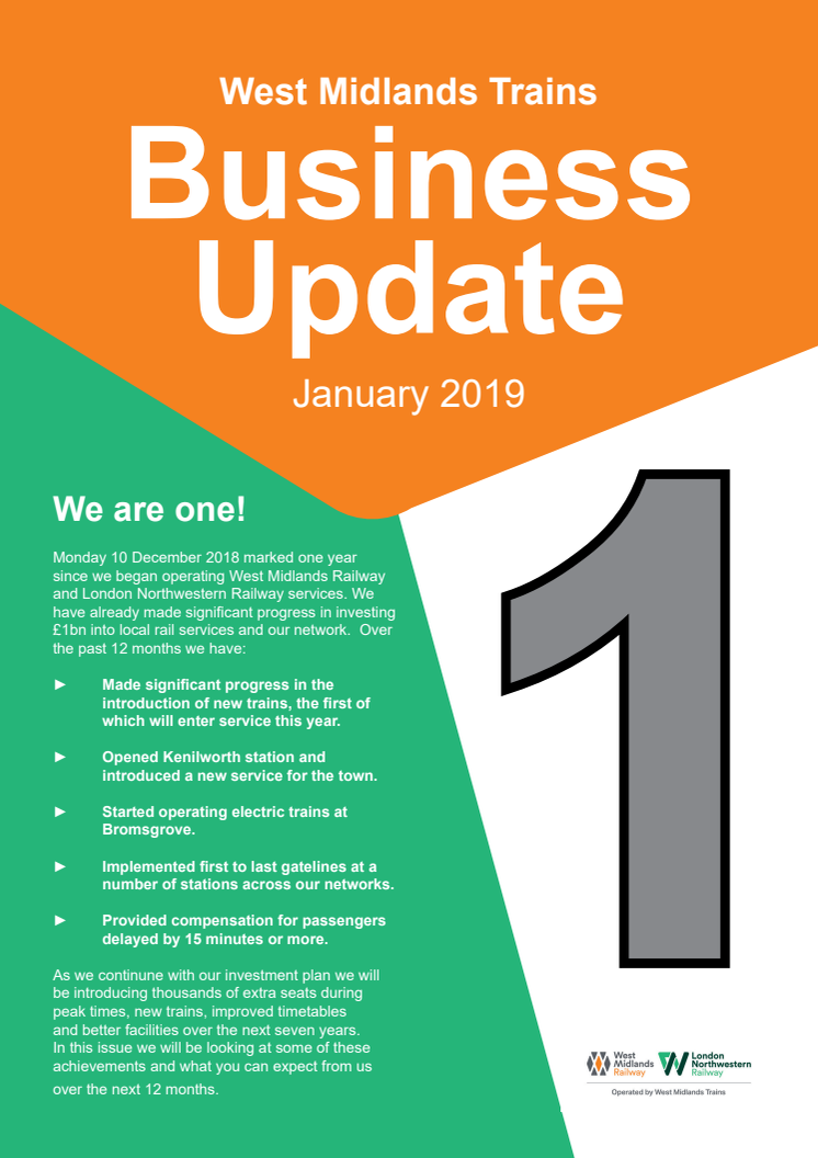 West Midlands Trains Business Update - Jan 2019