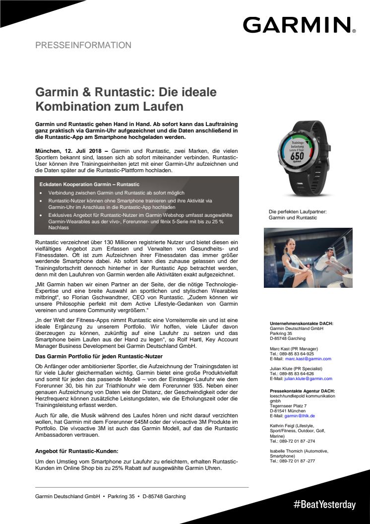 Garmin & Runtastic: Die ideale Kombination zum Laufen 