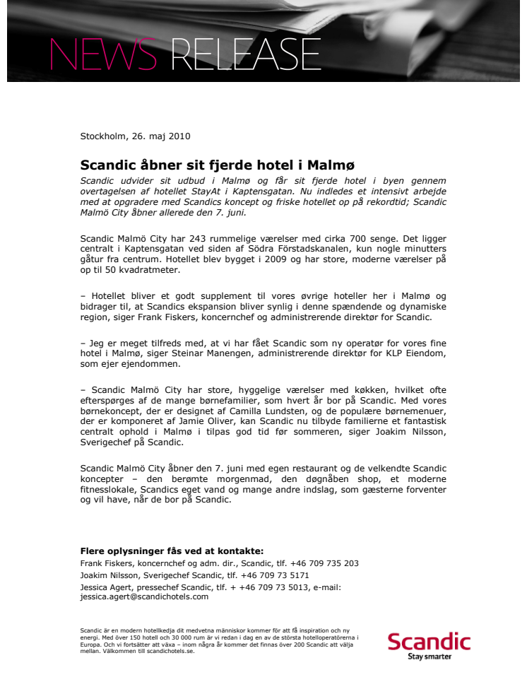 Scandic åbner sit fjerde hotel i Malmø