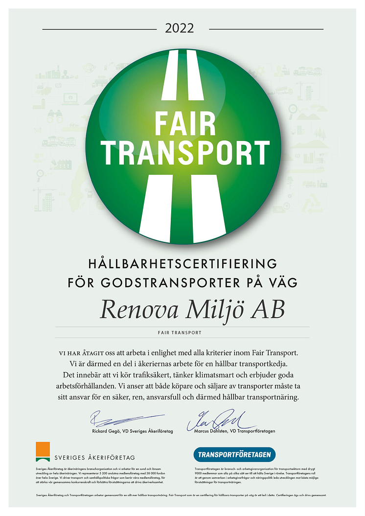 Fair Transport - Certifikat 2022