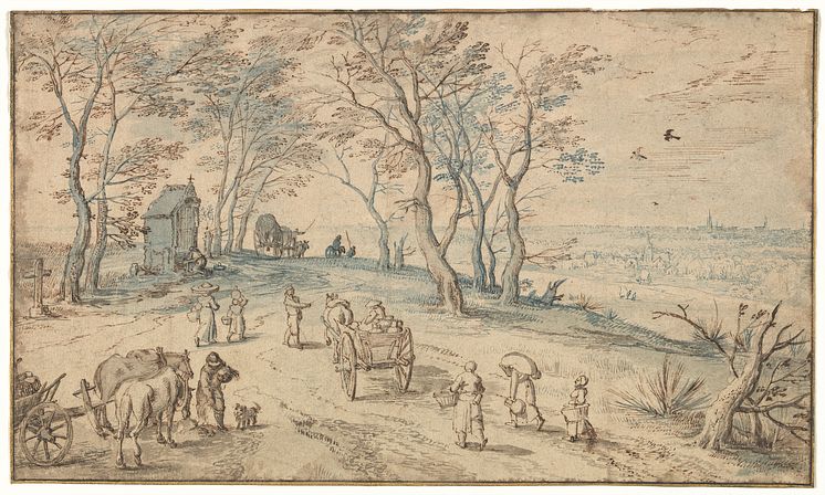 Jan Brueghel den eldre, «Dorpelingen op weg naar de markt». © Det kongelige belgiske museum