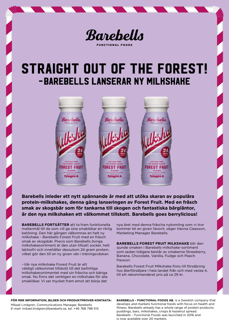 Barebells lanserar ny milkshake - straight out of the forest! 