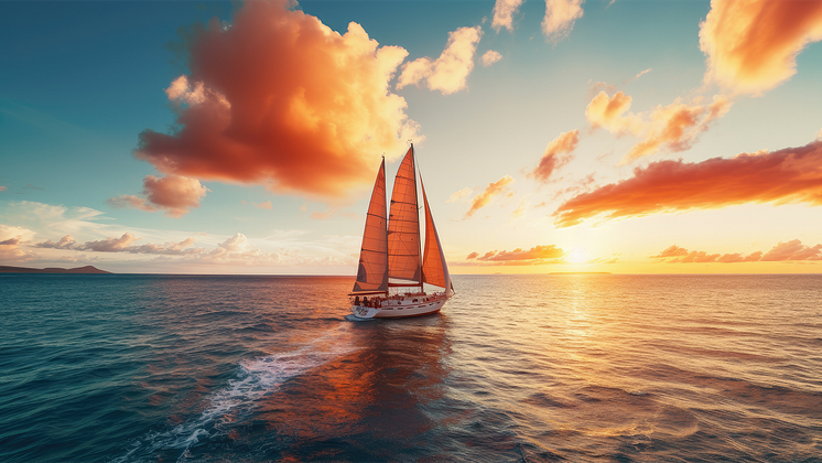 sail sailboat horizon sunrise