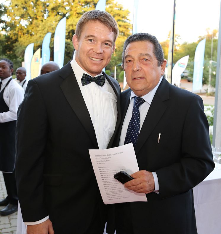 Former South African Rugby team captain John Smith and Dr Ali Bacher 