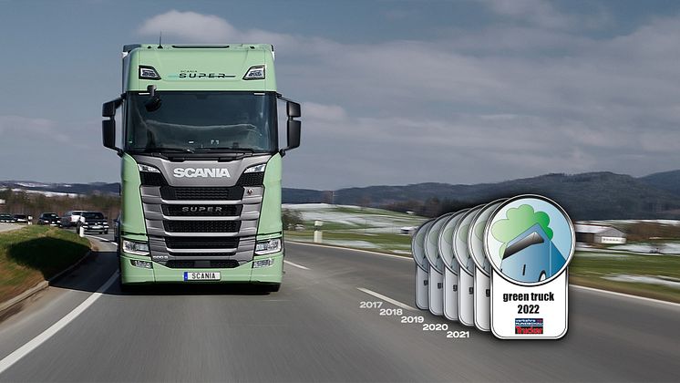 Scania holt mit dem neuen Super Antriebsstrang den sechsten Green Truck Award Sieg.
