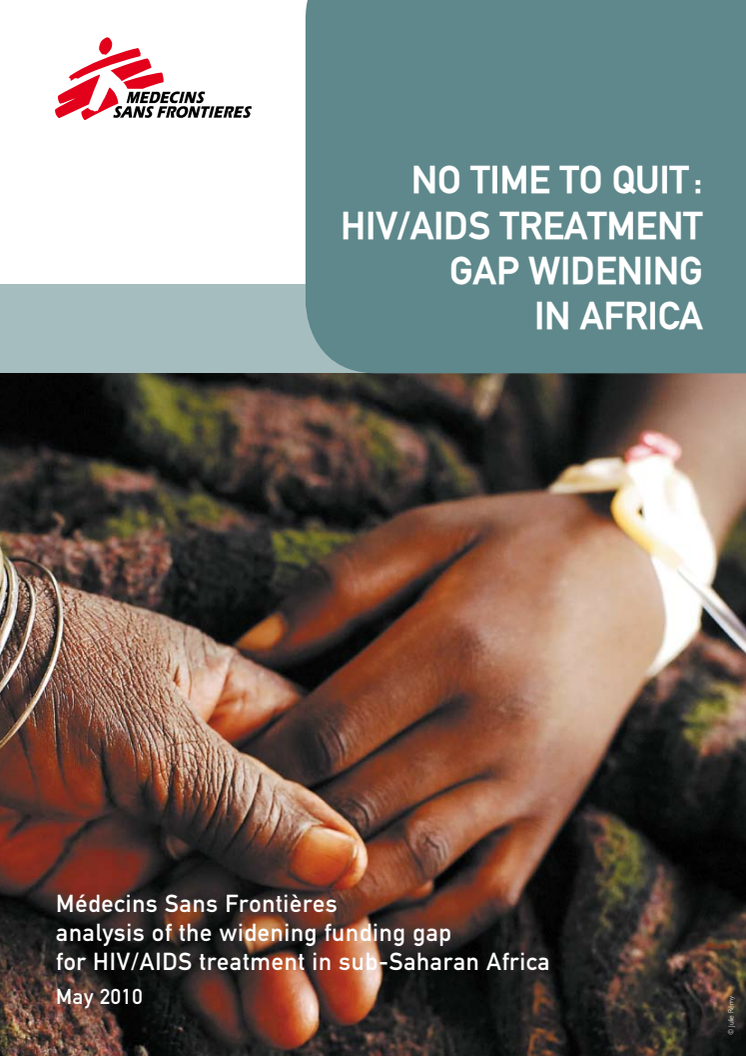 Rapporten “No time to quit: HIV/AIDS treatment gap widening in Africa”