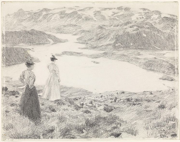 Erik Werenskiold, På fjellet, 1893, Blyant på papir, Foto Therese HusbyNasjonalmuseet