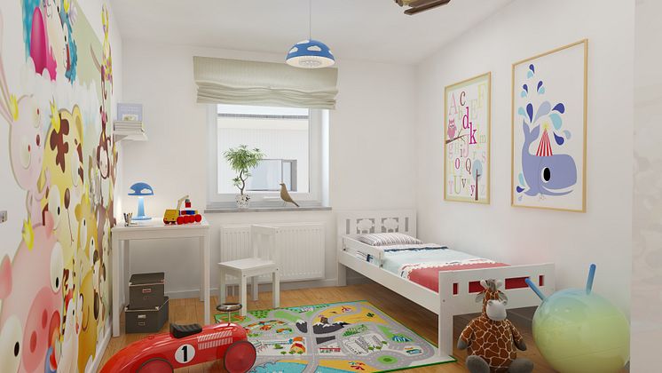 Kastmyntsgatan Högsbohöjd nybyggda hus, sovrum för barn